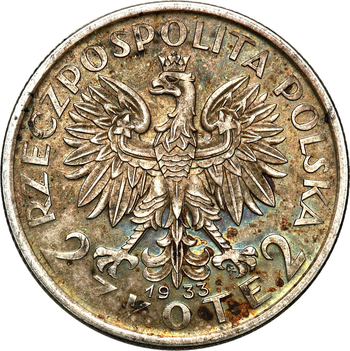 PRÓBA srebro 2 złote 1933 głowa kobiety